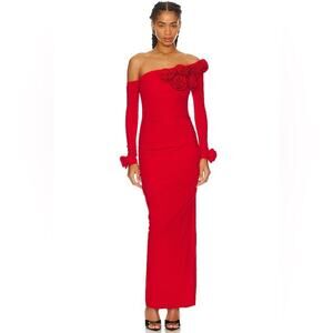 New NWT Miscreants Gathered Charlotte Maxi Dress in Red